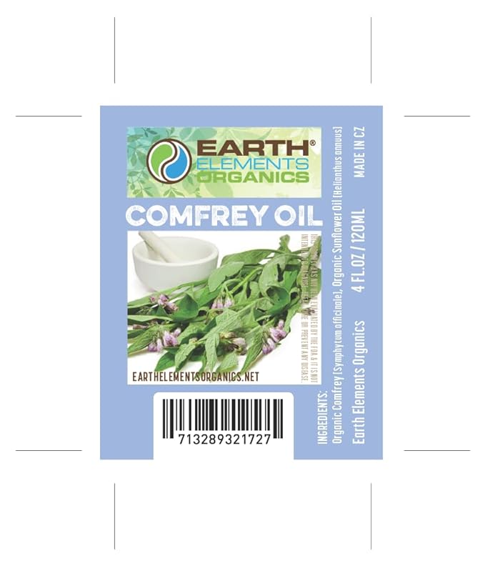 Organic Comfrey Oil Raw, Infused, Pressed Herbal, Comfrey Leaf, Sunflower Seed 4 fl.oz.