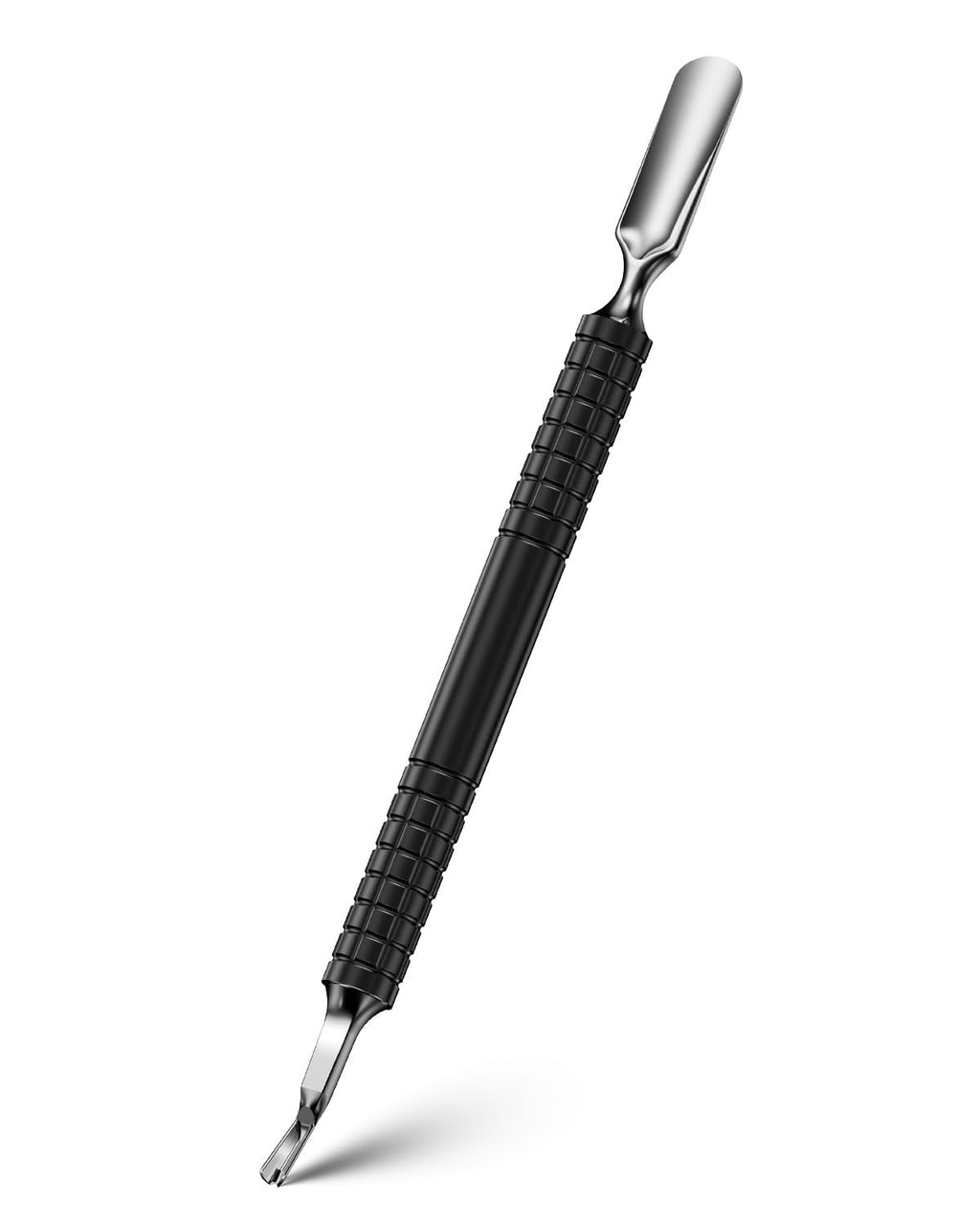 FERYES Cuticle Pusher with Fork, 2-in-1 Cuticle Remover Tool, Upgraded Stainless Steel Cuticle Trimmer Nail Care Tool for Manicures- Black(5.8 Inches）