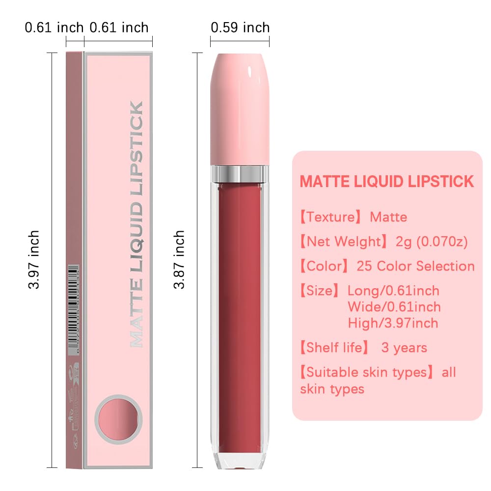 BINGBRUSH Super Matte Longwear No-Budge Stay On Smudge Proof Liquid Lipstick Long Lasting Makeup for Women,Highly Pigmented Color and Instant Shine, Cheeky