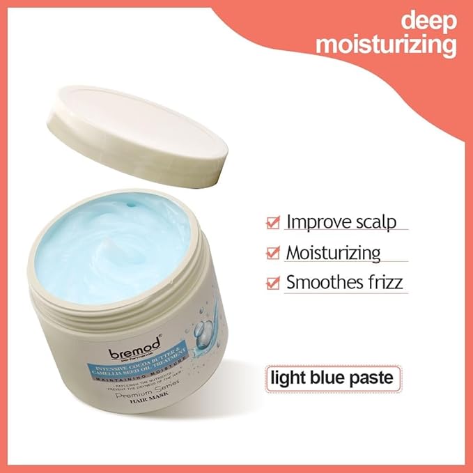 Cocoa Butter & Camellia Seed Oil Hair Mask Premium Intensive Treatment for Dry, Flat Hair Anti-Fall, Strengthens & Moisturizes, Boosts Elasticity 16.9 Fl Oz