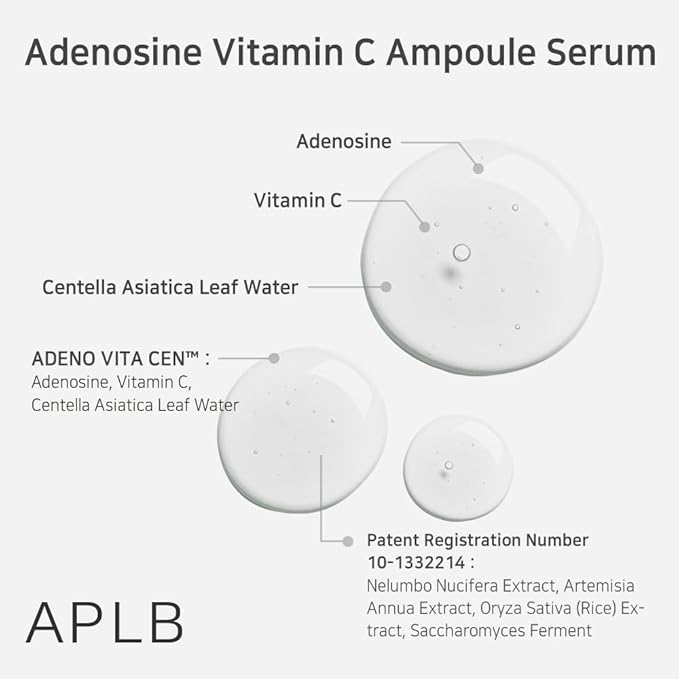 APLB Adenosine Vitamin C Ampoule Serum | ADENO VITA CEN™ 38.8% 1.35 FL.OZ/Korean Skincare, Wrinkle care, Deep hydration, Sensitive skin, Revitalize for gentle and improve skin texture