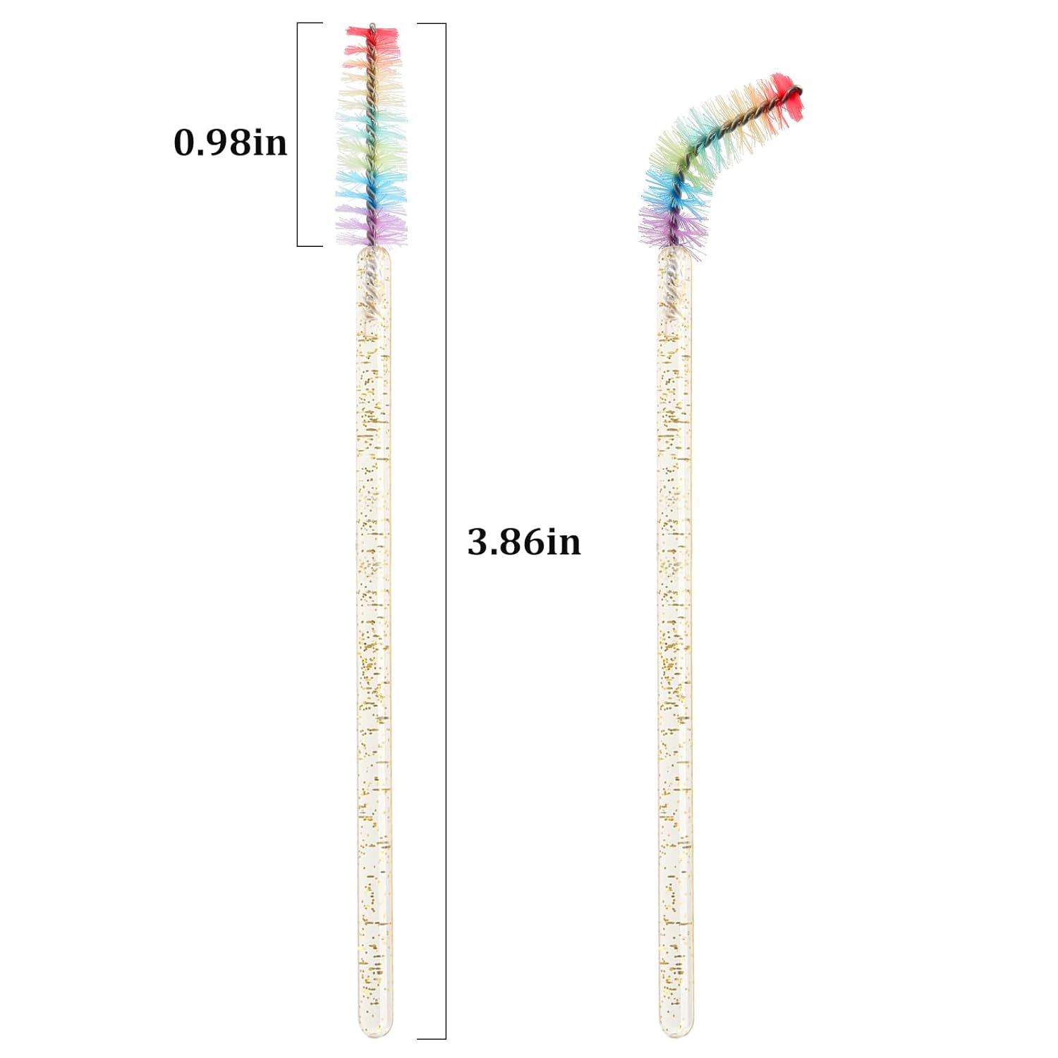 300PCS Disposable Mascara Wands Spoolie Brush Crystal Eyebrow Brushes Eyelash Extension Applicator Makeup Kits.myaokue-up (Rainbow Heads 6 Color Mix)