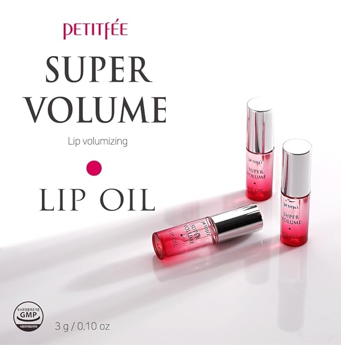 Petitfee Lip Oil Super Volume | 0.10 Oz | Plumping, Moisturizing, Glass Lips, Plump Lip Oil with Herbal Ingredients, Revitalizing, Volumizing, Nourishing Lips, Non-sticky, Non-artificial Colors