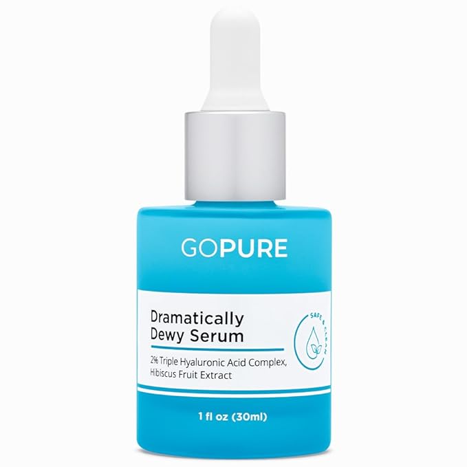 goPure Hyaluronic Acid Dramatically Dewy Serum - Hyaluronic Acid Serum for Face in a Nourishing Formula with Aloe Vera and Hibiscus Extract for Visibly Hydrated, Smoother-Looking Skin - 1 fl oz