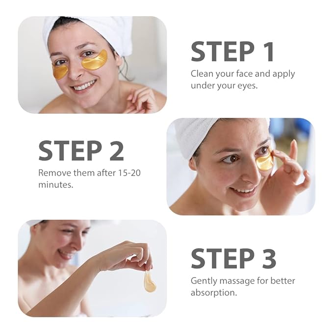 NEWGO Under Eye Mask Patches 20 Pairs Eye Gel Pads, 24K Gold Under Eye Pads Eye Mask Moisturizer Natural Collagen Eye Gels Reduce Wrinkles, Puffy Eyes, Dark Circles, Eye Bags