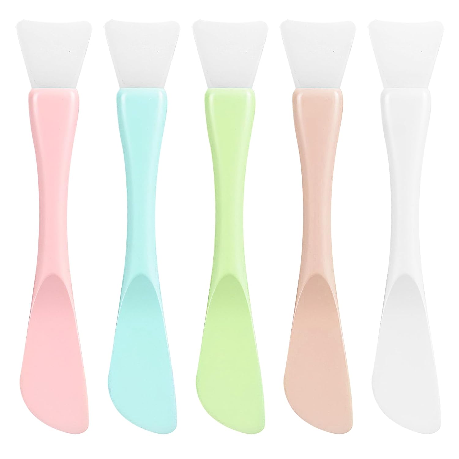 5 Pcs Silicone Face Mask Applicator,Face Mask Spatula,Reusable Double-End Faces Masks Brush Washable Beauty Spatula Comestic Tools for Clay,Cream,Gel,and Mud Facial Masks,Soft Smoothing