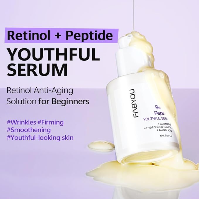 Fabyou Glass Skin Duo Rice Glow Foam Toner + Retinol Peptide Youthful Serum After-Cleansing for Gentle Facial Care, Korean Skincare Set