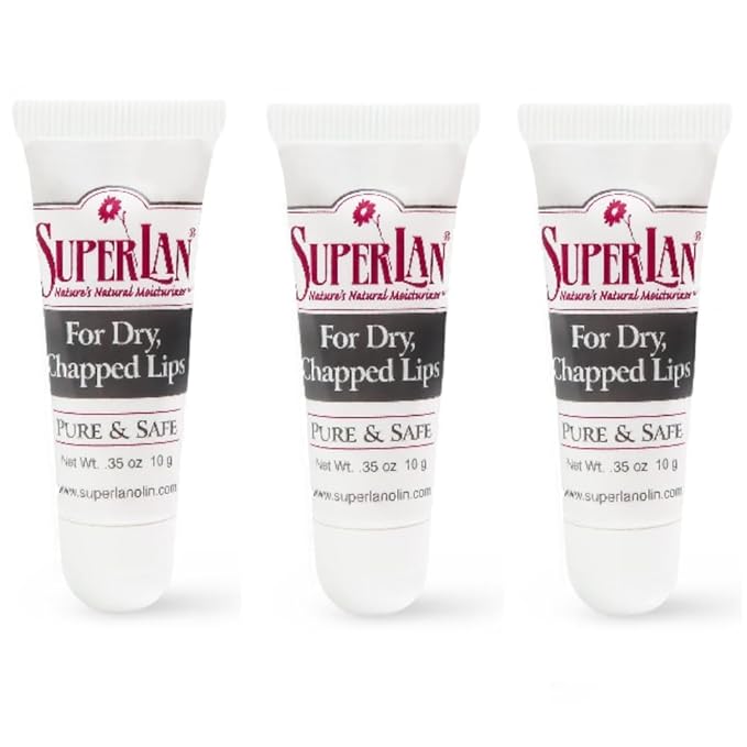 Lanolin Lip Balm 3 pack - Organic Lip Repair - Medical grade - Natural nipple cream - Moisturizer for dry cracked lips - Hydrating lip care - Ultra pure jojoba oil - Chapstick Men & Women (1.05 oz)