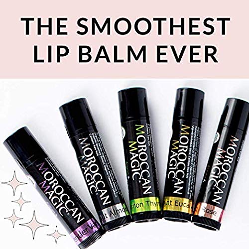 Organic Moroccan Magic Lip Balm 3 Pack | Original Unscented Lip Balm Set | Chapsticks for Dry Lips | Made with Natural Argan, Essential Oils Lip Moisturizer and Vitamin E | Smooth Application