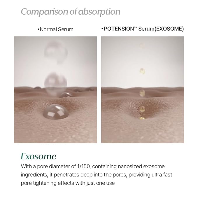 Potension Pore Tightening Boost Serum - Advanced Korean Skincare Pore Minimizer with Exosome Technology, Targets Excess Sebum & Impurities (1.01 fl.oz)