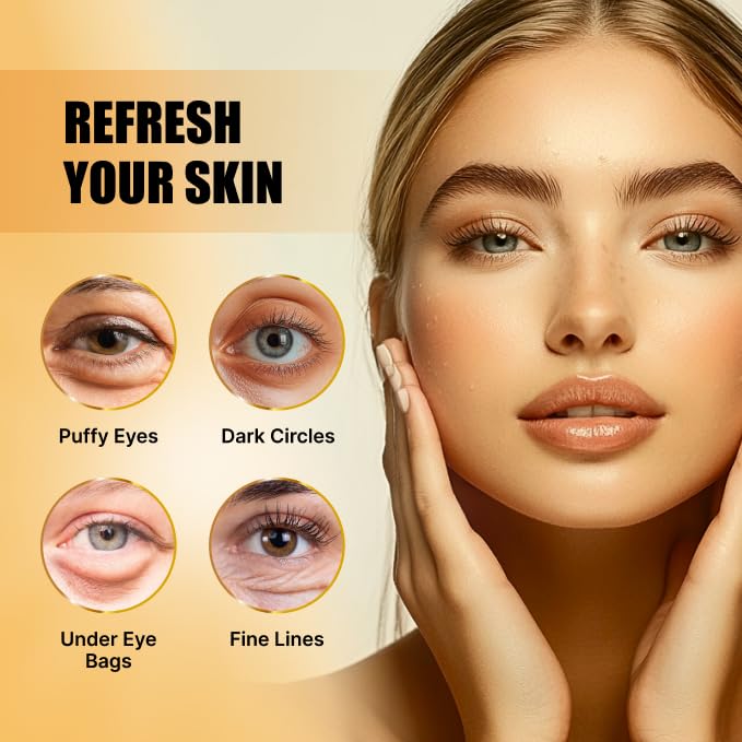 Eye Gel Patches & Collagen Eye Masks Set (60 each) - Golden Glow & Chlorophyll Algae Duo - 2-in-1 Treatment for Dark Circles, Puffiness, Wrinkles, Eye Bags - Revitalizing Eye Care