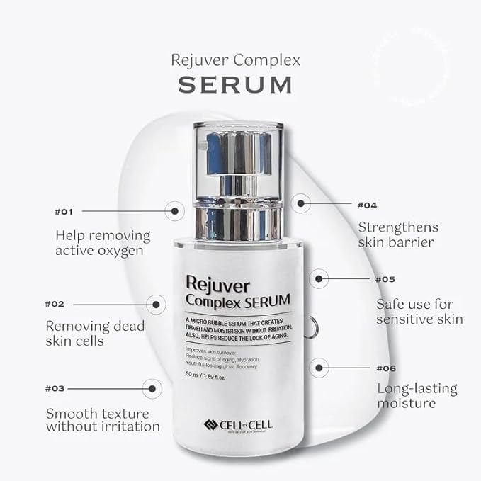 Rejuver Complex Serum | Micro-Bubble Formula Delivers Deep Nourishment Filled with Plant-Based Ingredients & Complex Peptides for your Skin to Feel More Youthful & Healthy | 50ml