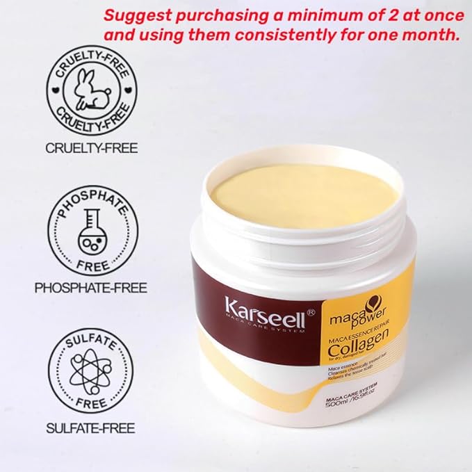 Hair Mask Karseell Deep Conditioner Argan Oil Collagen Treatment Natural Coconut Oil for Dry and Damaged Hair 16.9Oz 500ml