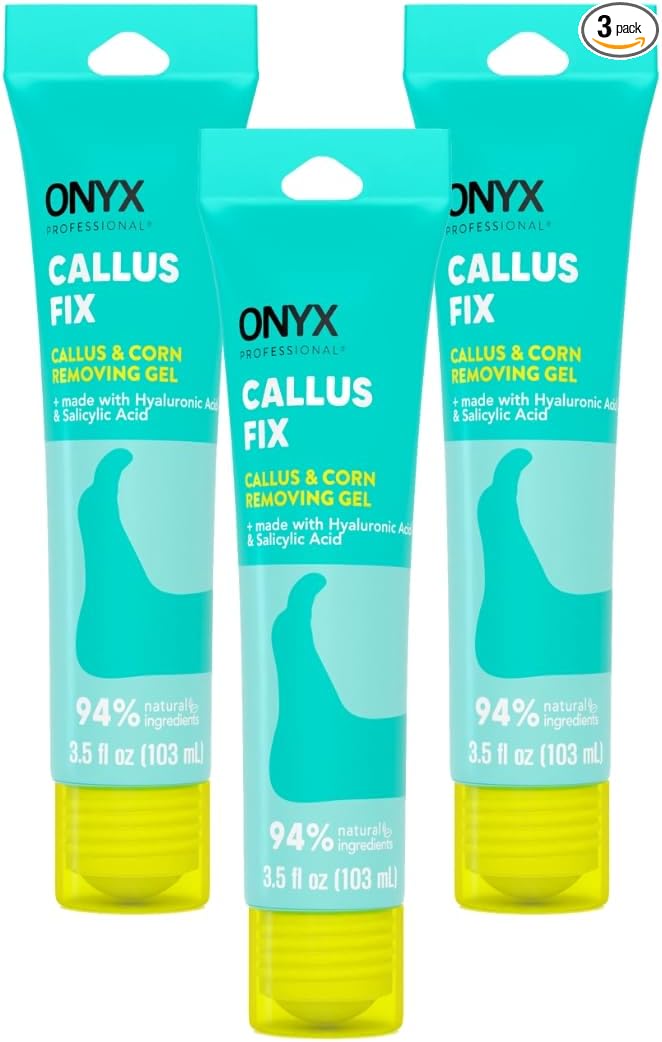 Onyx Professional Callus Remover for Feet - 3.5 oz, Unscented, Powerful Formulation - Extra Strength Gel, Removes Unwanted Calluses in 3-5 Minutes, Hydrating and Softening Heel Callus Remover, 3 Pack