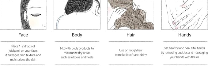 BONAJOUR] vegan 100% Organic Eco-cert Jojoba Facial Oil for Dry Skin - High Moisturizing Carrier Oil 0.4 fl. oz