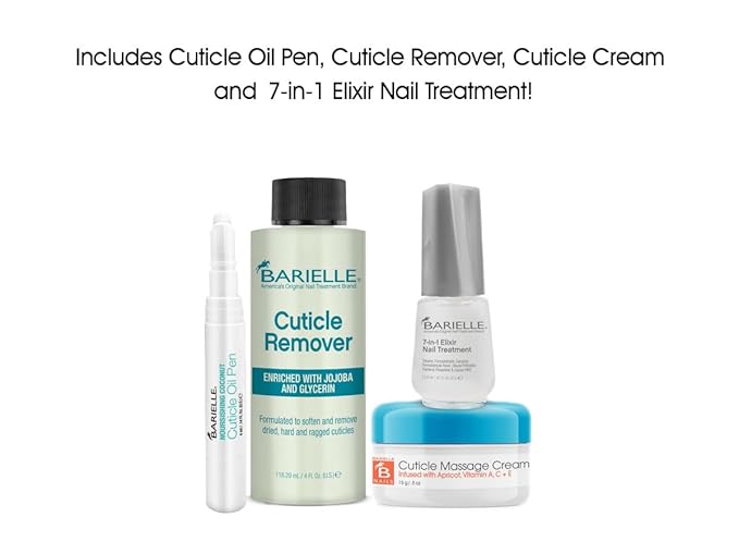 Barielle Cuticle Besties Nail & Cuticle Treatment 4-PC Set - Deluxe Nail Care & Cuticle Care Collection