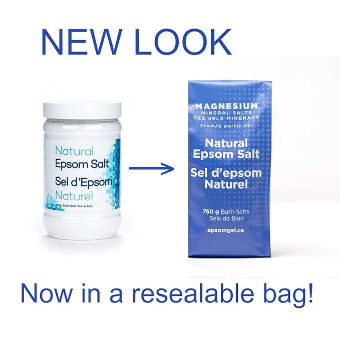 Epsomgel™ Natural Epsom Salts - 750g | 100% Pure Magnesium Bath Salts for Sore Muscles | Ideal for Relaxation, Muscle Relief & Skin Soothing | Relaxing Home Spa | Unscented
