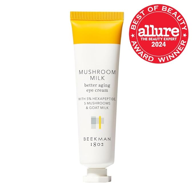 Beekman 1802 Mushroom Goat Milk Eye Cream - Clinically Proven Anti-Aging Eye Treatment for Dark Circles & Fine Lines - With Kojic Acid, Hexapeptide & Mushrooms - Fragrance-Free, Cruelty-Free