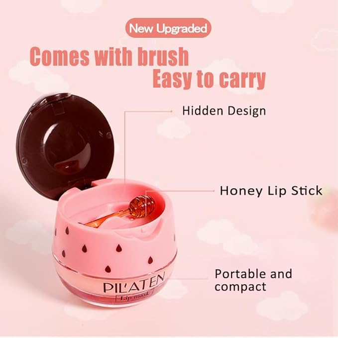 2PCS Bee Balm Honey Pot,Propolis Moisturizing Lip Mask,Hydrating & Prevention Dry and Cracked Lip Scrubs Exfoliator