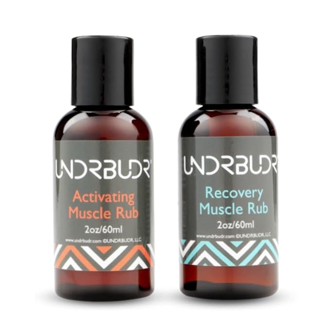 Activating Muscle Rub, Recovery Muscle Rub, Pre-Activity & Post Activity Combo 2oz Oil Each
