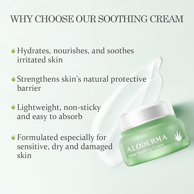 Aloderma Essential Aloe Soothing & Repairing Skin Care Set - 4 Pieces - Gel, Cleanser, Toner, Cream