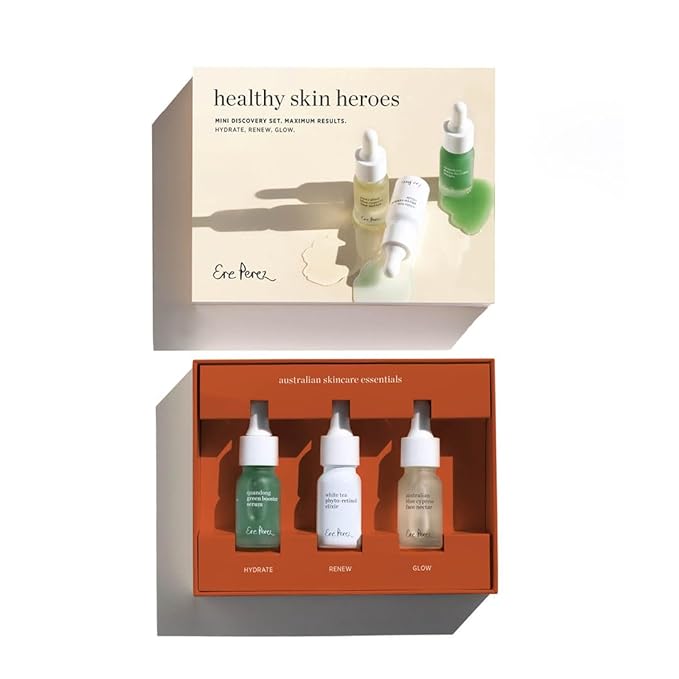 Ere Perez - Healthy Skin Heroes Kit Mini Discovery Set (Hydrate, Renew, Glow) | Vegan, Cruelty-Free, Clean Beauty (3-Piece Gift Set)