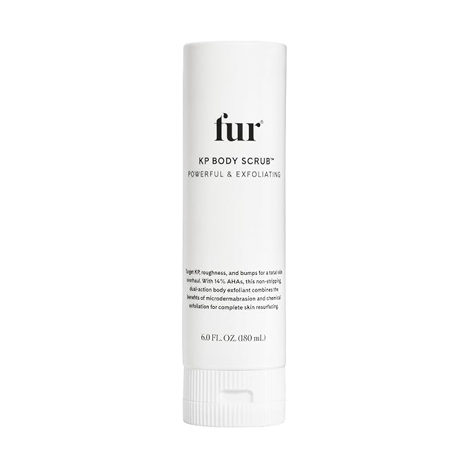 Fur KP Body Scrub - Powerful 14% AHA Body Scrub for Keratosis Pilaris or Rough Patches to Smooth and Clear Skin using Lactic Acid and Physical Exfoliants While Moisturizing the Skin - 6 oz