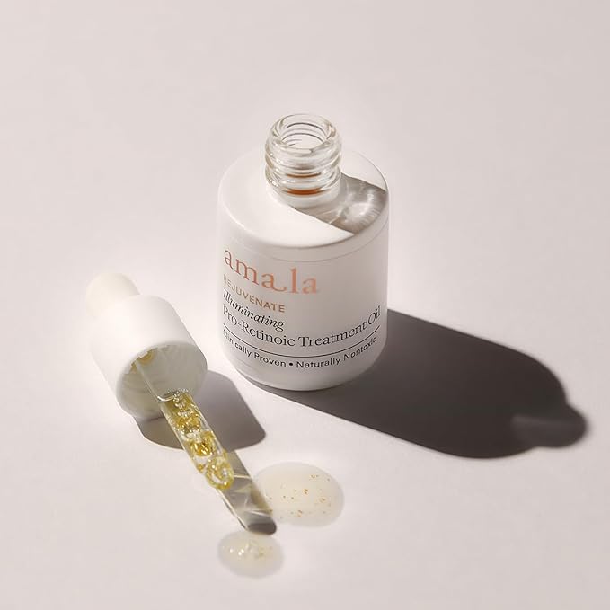 Amala Illuminating Pro-Retinoic Treatment Oil, Natural Retinol Alternative with Picão Preto Extract, 23K Gold, Cacay Seed Oil. Anti-Wrinkle Oil (8ml)