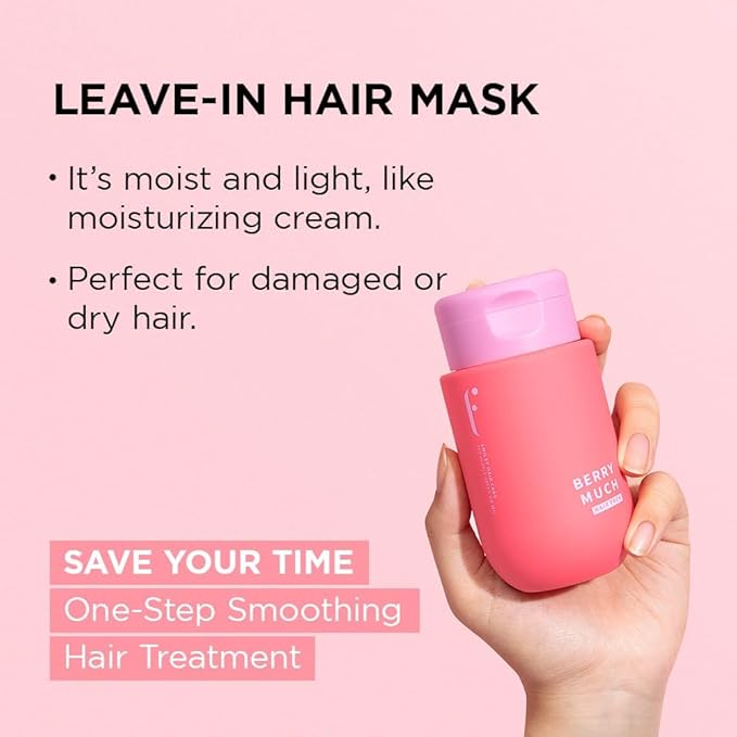 Leave-In Hair Mask - Berry Much, Apple Scent, No-Wash Treatment with 4-Berry Complex and Essential Oils for Dry, Damaged Hair, Split Ends & Breakage, Infused with Biotin & Vitamins, 10 Fl oz