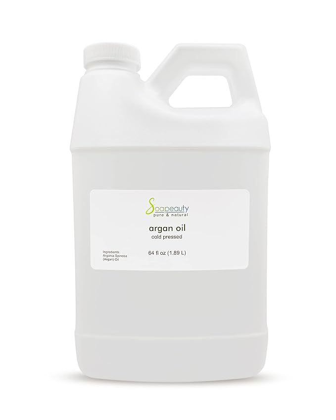 Soapeauty Cold Pressed Refined ARGAN OIL | 100% Natural & Pure | Carrier for Essential Oils, Argan Oil for Skin, Argan Oil for Hair Growth & Moisturizer | 64 fl oz