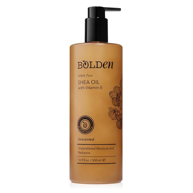 BOLDEN SHEA OIL with Vitamin E | 100% Natural | Unparalleled Moisture & Radiance for Skin & Hair | UNSCENTED | 16.9 Fl Oz