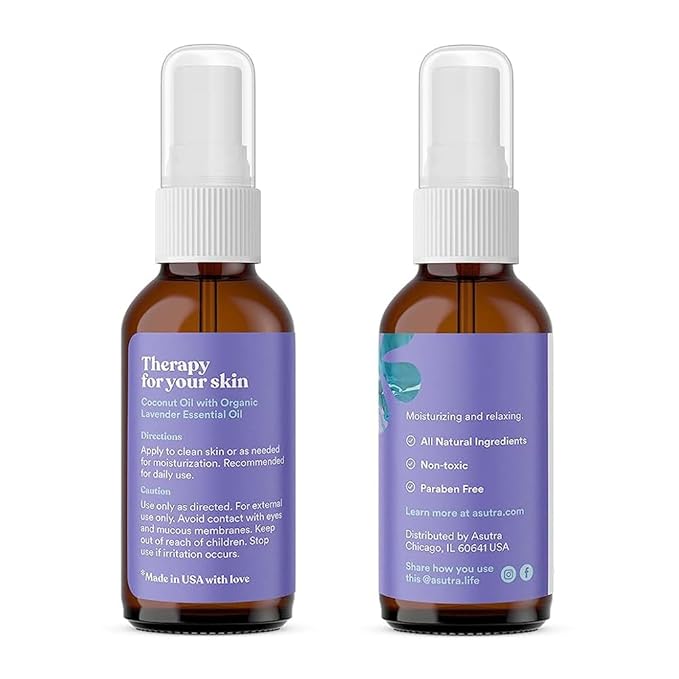 ASUTRA Lavender Gift Set – 7 oz Magnesium Body Butter with Lavender, 2 oz Lavender Body Oil, Soothing and Hydrating Skincare with Aromatherapy