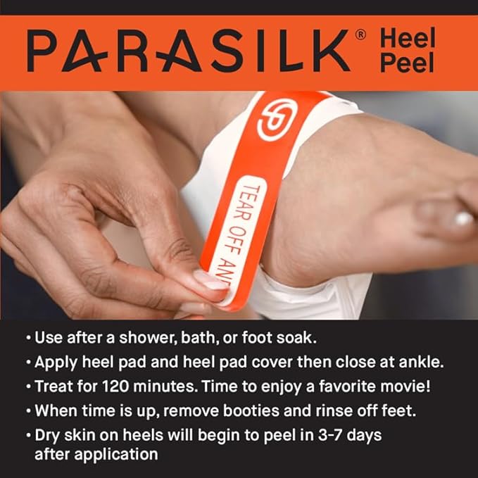 Parasilk Exfoliating Recovery Foot Heel Peel – 2 Pairs - 2 Sets of Exfoliation Gel Heel Pads and 2 Sets of Heel Sock Covers. Targeted Repair for Rough, Dry Skin, Cracked Heels and Feet