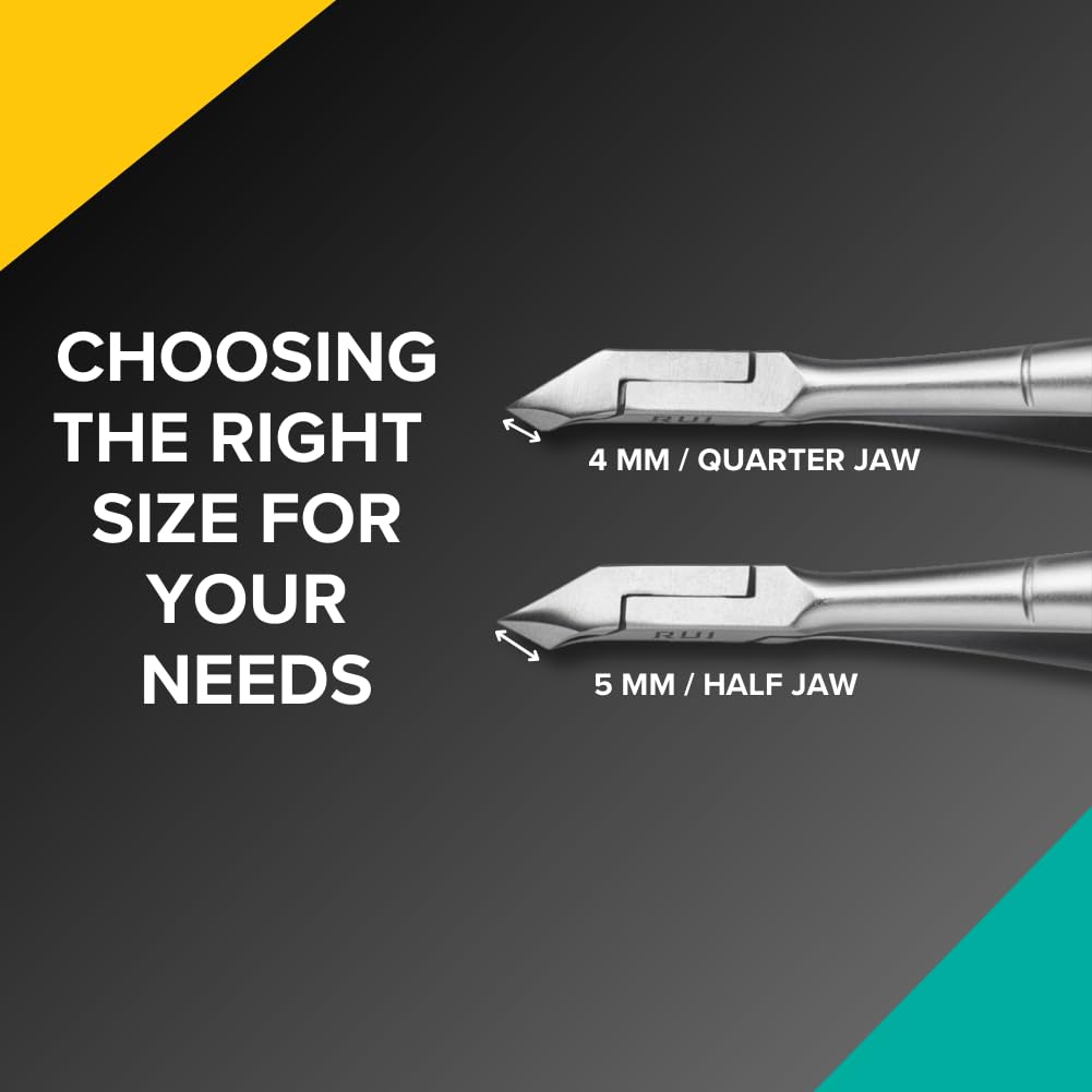 Rui Smiths Ultra-Premium Stainless Steel Cuticle Nippers - Professional Stainless Steel Cuticle Cutters - Japanese Handle, Mirror Finish - 5mm Jaw, Double Spring