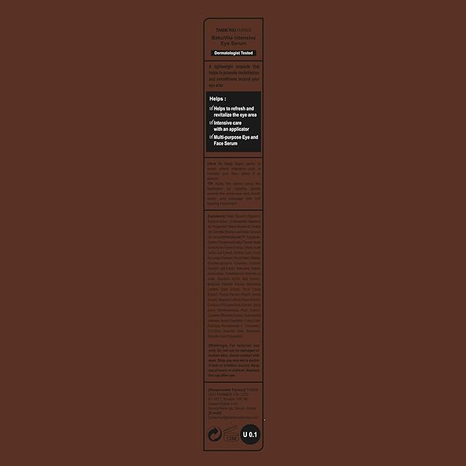 THANKYOU FARMER BakuVita Intensive Eye Serum - Retinol Alternative Bakuchiol, Vitamin C Eye Cream, Vitamin E, Korean Eye Cream for Fine Lines 1.05 Fl oz (30ml)