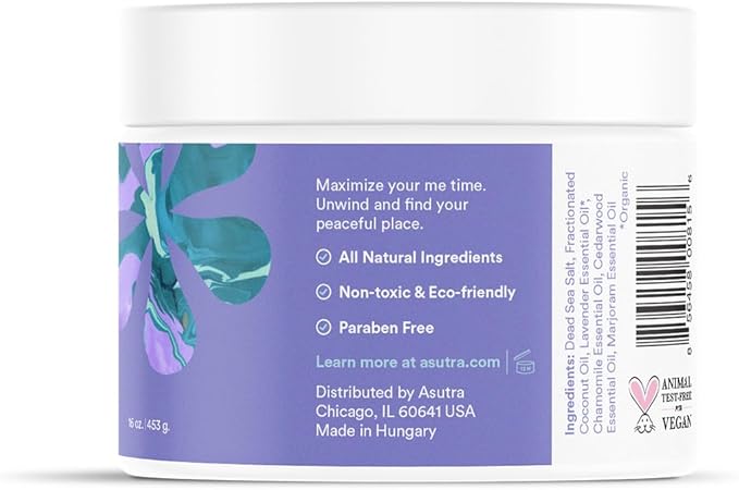 ASUTRA Dead Sea Bath Salts (Ultimate Relaxation), 16 oz - Soak in Rich & Vital Healing Minerals - Relax & Calm Your Mood with Lavender, Cedarwood, & Marjoram Essential Oils