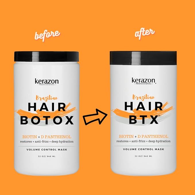 KERAZON Brazilian Hair BTX Treatment mask 32oz 946ml provides repair for damaged, dry, smoothing. New packaging, original formula. Salon size