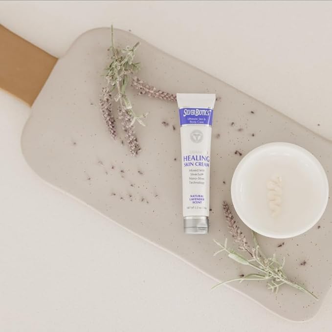 Silver Biotics Nano Silver Healing Lotion Cream Lavender Scent Infused SilverSol and Hyaluronic Acid | All Natural Ingredients to Heal, Smooth Your Skin Blemishes and Scars (3.4 oz.)