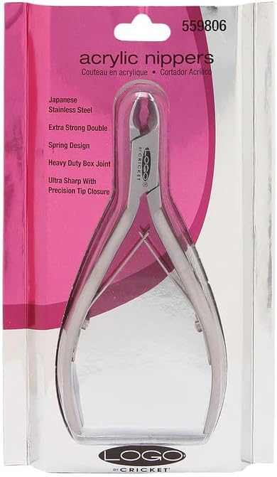 Cricket Logo Pro Acrylic Nipper and Cuticle Pusher Nailcare Set for Professional Trimmer Cuticle Remover, Luxury Fine Sharp Tip, Stainless Steel