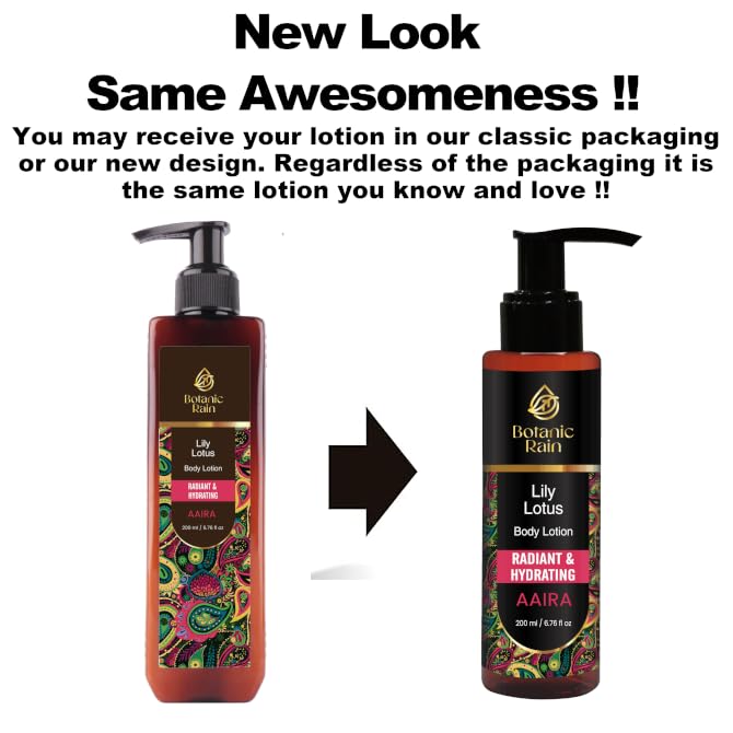 Organic Body Lotion With Lily & Lotus - Body Lotion For Crepey Skin, Body Lotion For Women, Natural, Vegan and Ayurveda Products - 6.76 fl oz