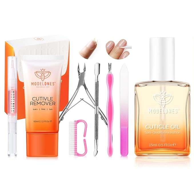 modelones Cuticle Remover Kit Cuticle Oil, Nail Strengthener with Jojoba Oil & Vitamin E