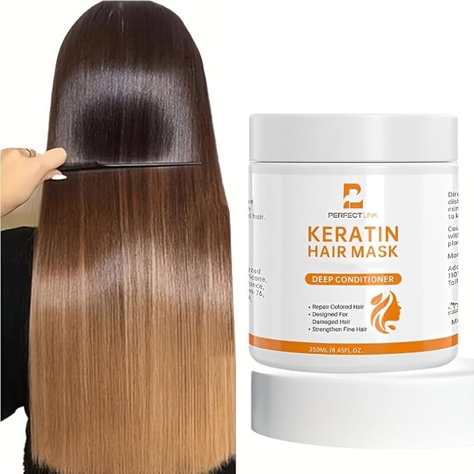 Keratin Hair Mask for Damaged Hair, Hydrating & Repairing Keratin Hair Treatment, Natural Deep Conditioning Smooth Hair Mask 250g for Curly Thin Fine Locks