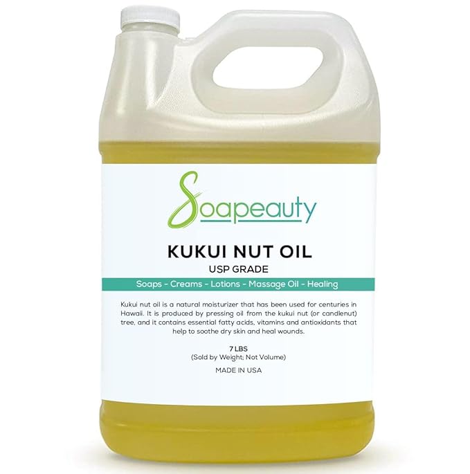 KUKUI NUT OIL Cold Pressed Unrefined | 100% Natural Available in Bulk | Carrier for Essential Oils, Face, Skin, Hair Moisturizer, Soap Making | Sizes 2OZ to 7 LBS | (7 LBS)