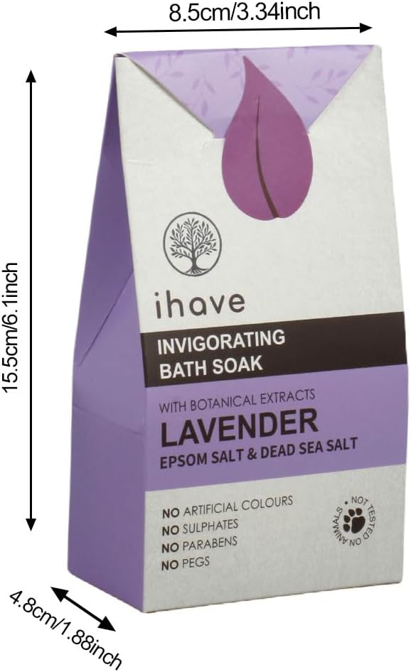 iHave Epsom Salt & Dead Sea Salt Bath Soak with Lavender Essential Oils, Unique Spa Gift Idea, Portable Bath Salts Gifts for Her and Him, Ideal Anniversary or Birthday Gifts for Women and Men