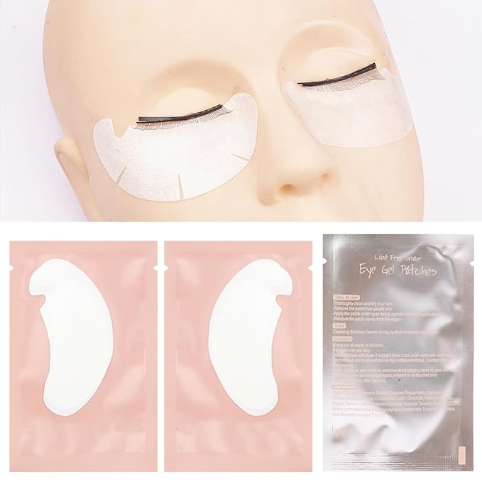 50 Pair Under Eye Pads,Eyelash Extension Gel Patches, Lash Extension Lint Free Under Hydrogel Eye Mask Pads Beauty Tool (Pink)