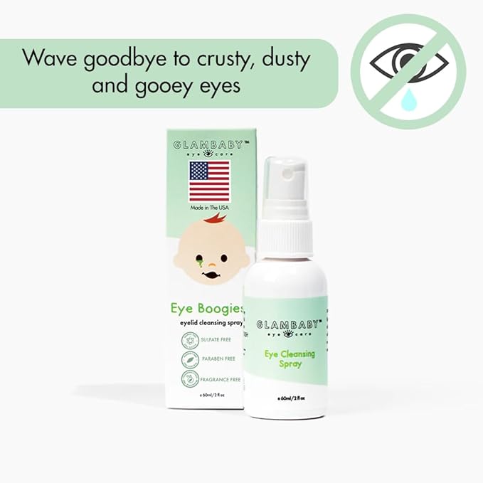 GlamBaby Eye Care - Eye Boogies™ Eyelid Cleaning Spray | Non-Toxic, Sting-Free & Wipe-Free Formula | Kids' Eyes Clean | Kids Eye Drops Sprayer | Baby Eye Drops Spray | Child Eyelid Cleanser (1 Pack)