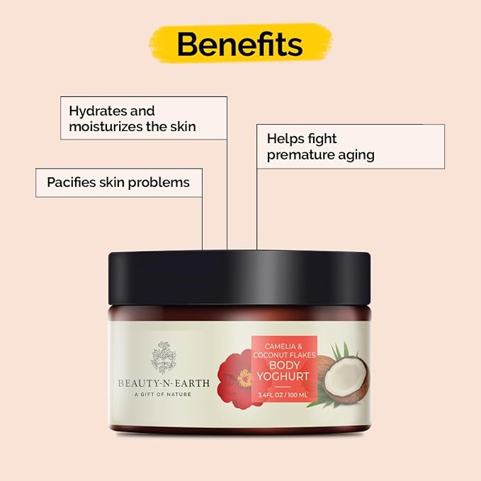 Camelia Coconut Flakes Body Yoghurt,100ml Enriched with Camellia Oleifera Seed Oil | Coconut oil | Shea Butter | Tea | Vitamin E