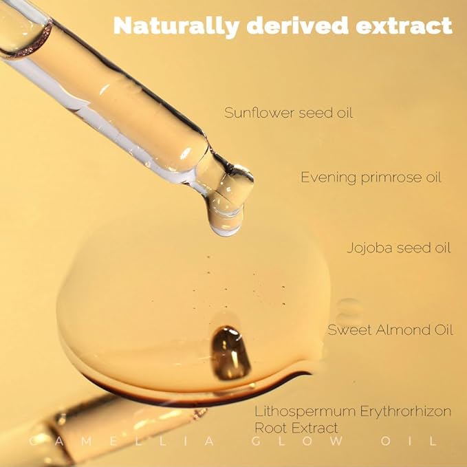 Jeju Camellia Glow Oil for Face 0.84fl.oz.(25ml) Camellia Japonica Seed Oil 15%, Non-Sticky, Anti-Blemish calming & healthy Balancing Care