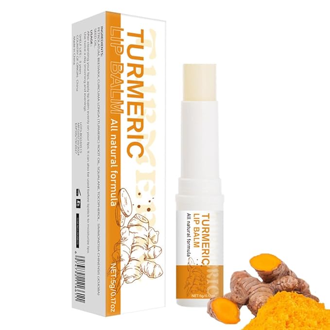 Turmeric Lip Balm for Smokers With Root Oil - Brightening for Dark Lips, Long-Lasting Moisturizer for Dry, Cracked, and Dull Lips - All Natural Hydrating Skin Care, 0.17 oz