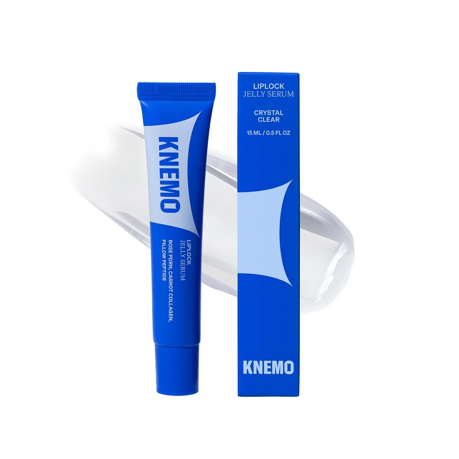 LipLock Jelly Serum for Dry Lips, Long-Lasting, Hydrating, Plumping, Glossy Mask with Rose PDRN, Carrot Collagen, Pillow Peptide, Moisturizing Tinted Lip Balm. (Crystal Clear)